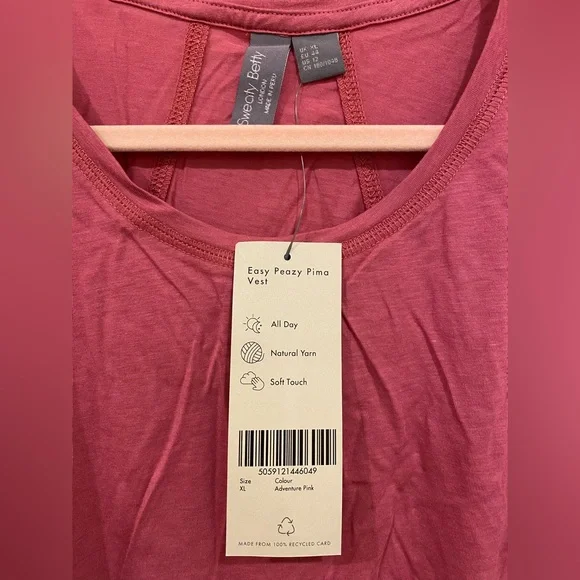 Sweaty Betty | Easy Peazy Tank, Adventure Pink, Size XL, new with tags - Picture 4 of 6